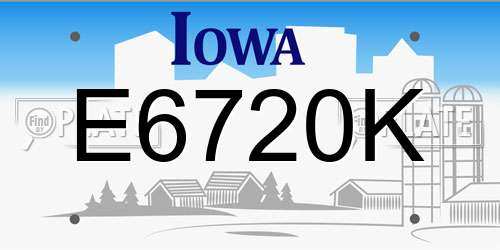 E6720K Iowa License Plate