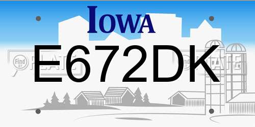 E672DK Iowa License Plate
