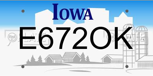 E672OK Iowa License Plate