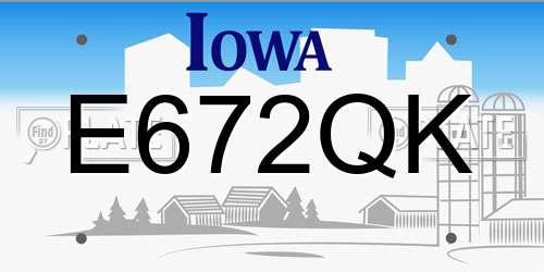 E672QK Iowa License Plate