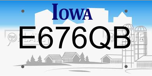 E676QB Iowa License Plate