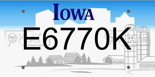 E6770K Iowa License Plate