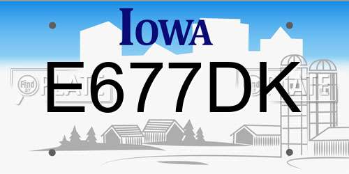 E677DK Iowa License Plate