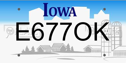 E677OK Iowa License Plate