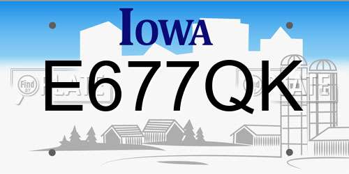 E677QK Iowa License Plate