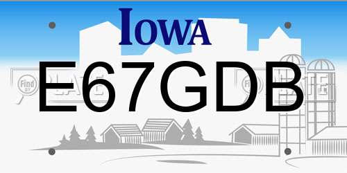 E67GDB Iowa License Plate