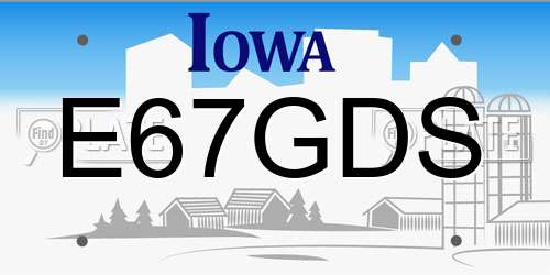 E67GDS Iowa License Plate