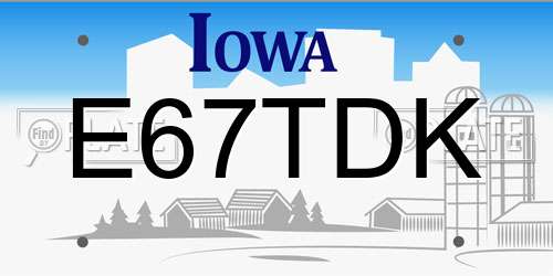 E67TDK Iowa License Plate