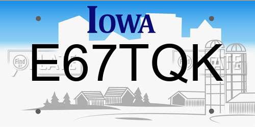 E67TQK Iowa License Plate