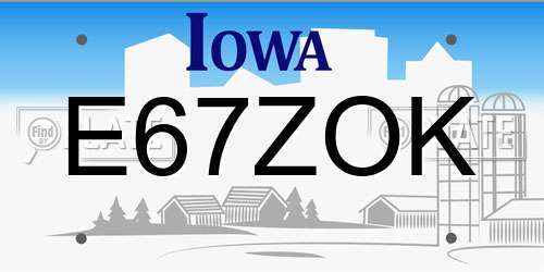E67ZOK Iowa License Plate