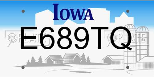E689TQ Iowa License Plate