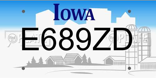 E689ZD Iowa License Plate