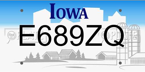 E689ZQ Iowa License Plate