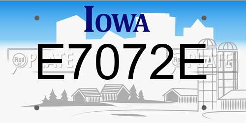 E7072E Iowa License Plate