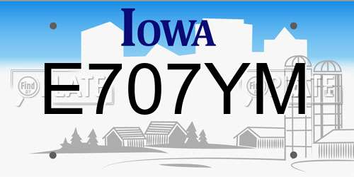 E707YM Iowa License Plate