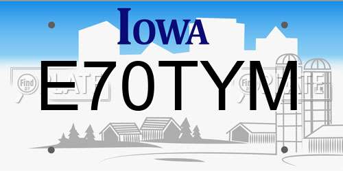 E70TYM Iowa License Plate