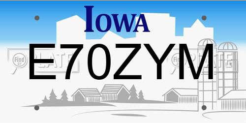 E70ZYM Iowa License Plate