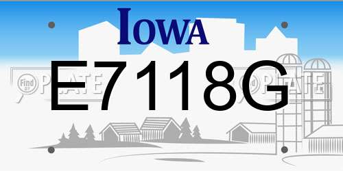 E7118G Iowa License Plate