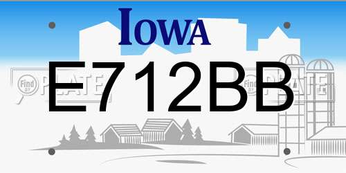 E712BB Iowa License Plate