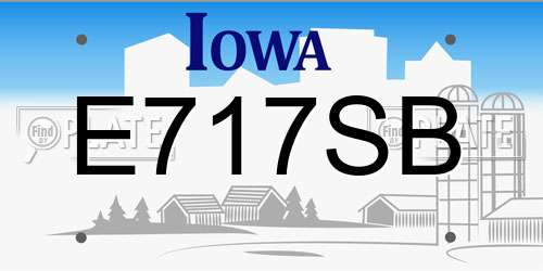 E717SB Iowa License Plate