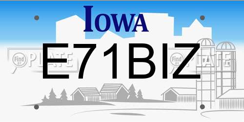 E71BIZ Iowa License Plate