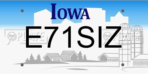 E71SIZ Iowa License Plate