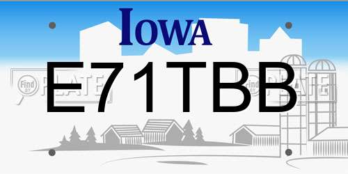E71TBB Iowa License Plate