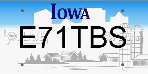 E71TBS Iowa License Plate