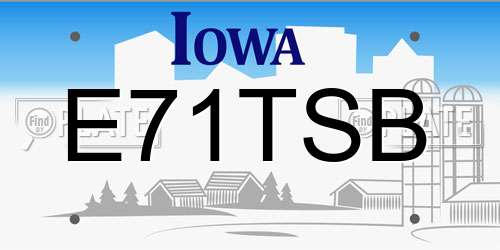E71TSB Iowa License Plate