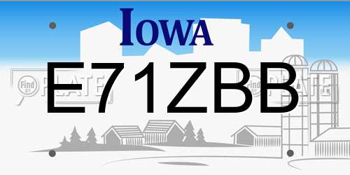 E71ZBB Iowa License Plate