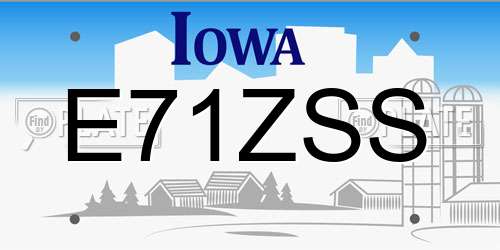 E71ZSS Iowa License Plate