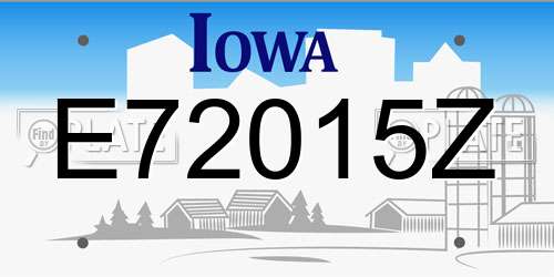 E72015Z Iowa License Plate
