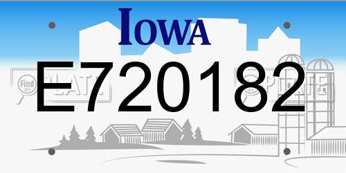 E720182 Iowa License Plate