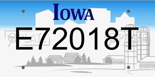 E72018T Iowa License Plate