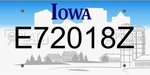 E72018Z Iowa License Plate