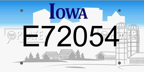 E72054 Iowa License Plate