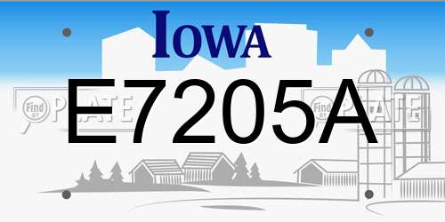 E7205A Iowa License Plate