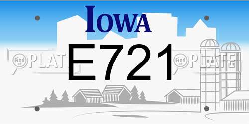 E721 Iowa License Plate