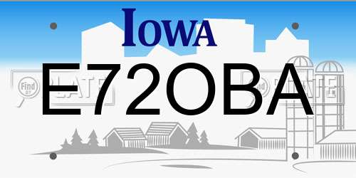 E72OBA Iowa License Plate