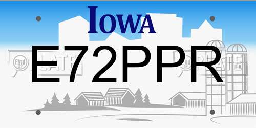 E72PPR Iowa License Plate