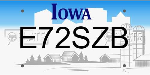 E72SZB Iowa License Plate