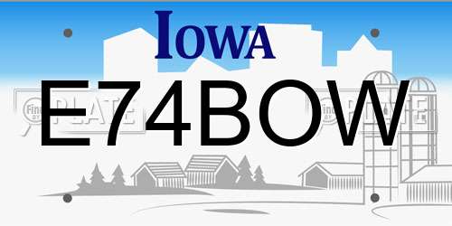E74BOW Iowa License Plate
