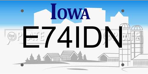 E74IDN Iowa License Plate