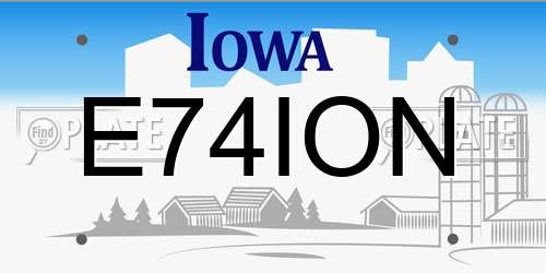 E74ION Iowa License Plate