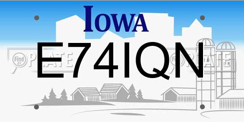 E74IQN Iowa License Plate