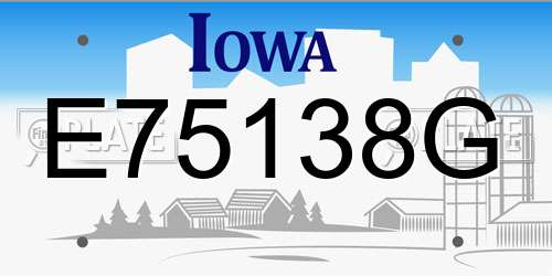 E75138G Iowa License Plate