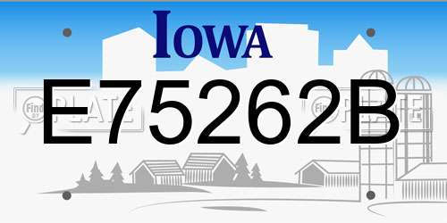 E75262B Iowa License Plate
