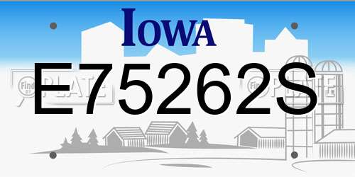E75262S Iowa License Plate