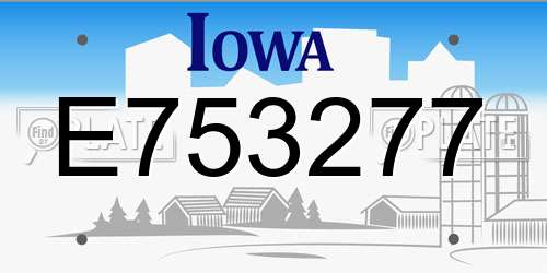E753277 Iowa License Plate