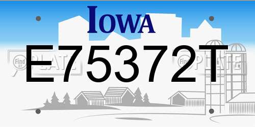 E75372T Iowa License Plate